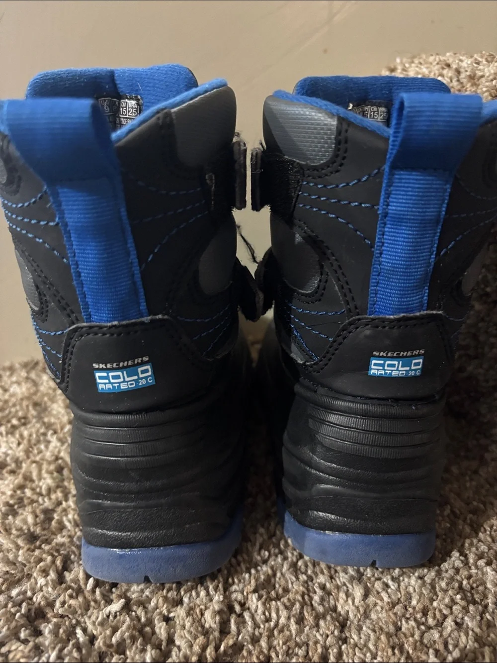 Skechers Black and Blue Kids Waterproof Snow Boots